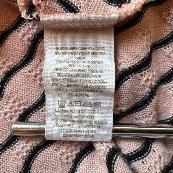 Free People Scalloped Wavy Knit Peplum Top - Blush & Black - Size Small - Picture 9 of 14